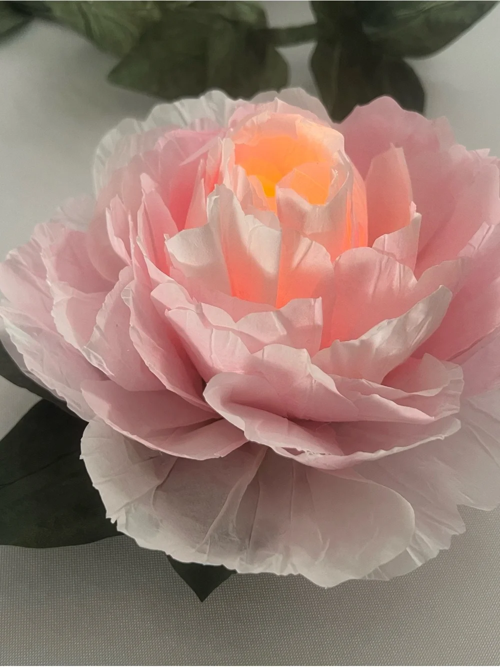 LED Votive Cover Soft Pink Faux Peony Flower table accent, all occasions, gifts